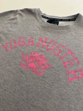 Gray Crewneck Sweater with Pink Lotus Graphic